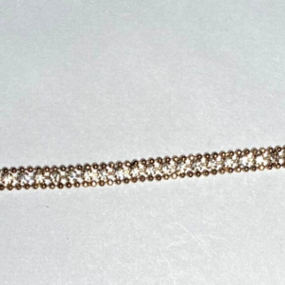 Gold Tone Diamond Accent Gold Beaded Sided Tennis Bracelet - Picture 4 of 11